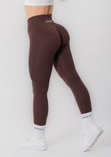 Leggings con vita a V e arricciatura