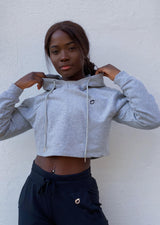 Sweat à capuche court gris [LASTCHANCE]