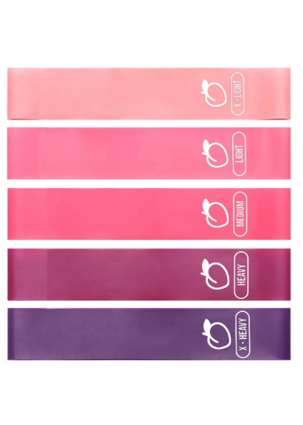 Booty Bands / 5 Fitnessbänder in versch. Stärken (Peachy Edition)