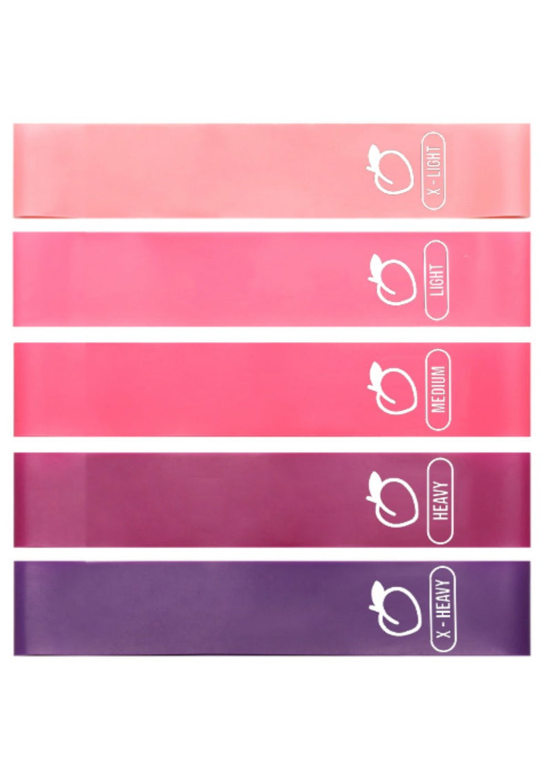 Booty Bands / 5 fitness bands in various strengths (Peachy Edition)