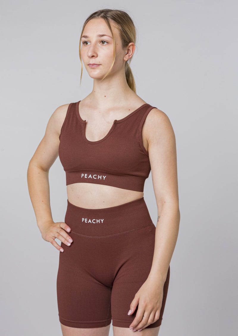 Soutien-gorge à col en V Ribbed LUXE [LASTCHANCE]