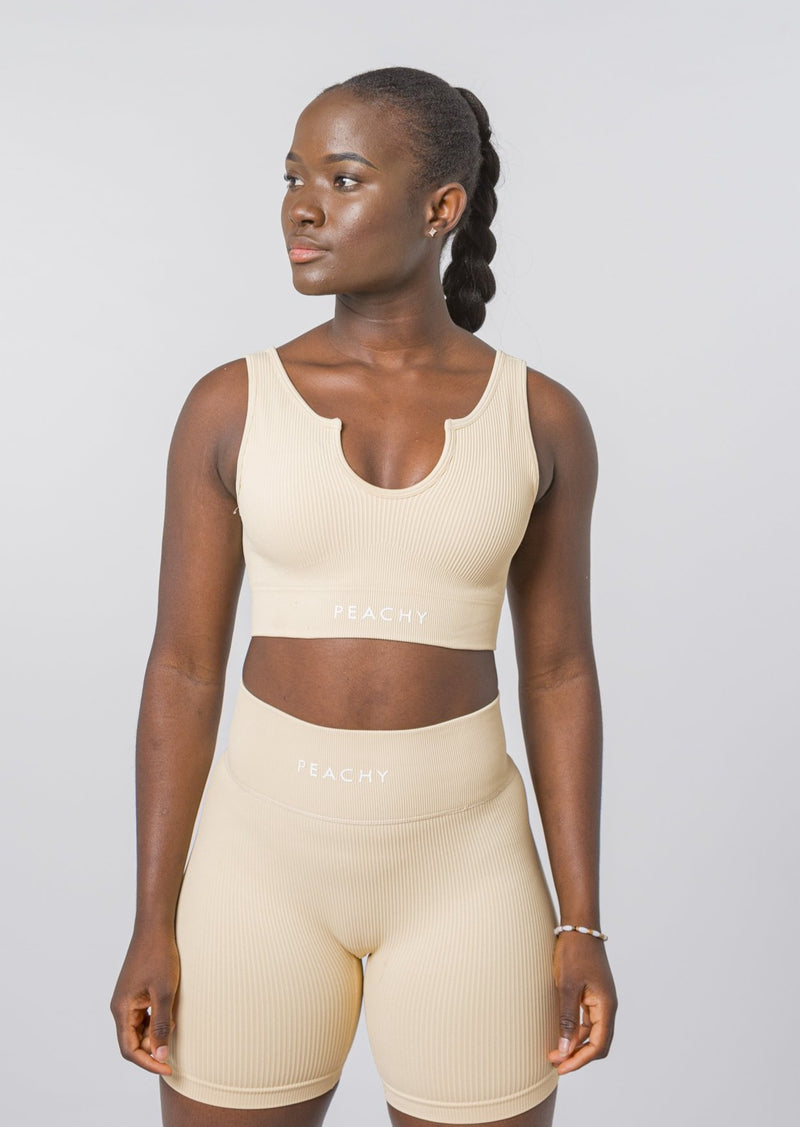 Soutien-gorge à col en V Ribbed LUXE [LASTCHANCE]