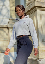 Sweat à capuche court gris [LASTCHANCE]